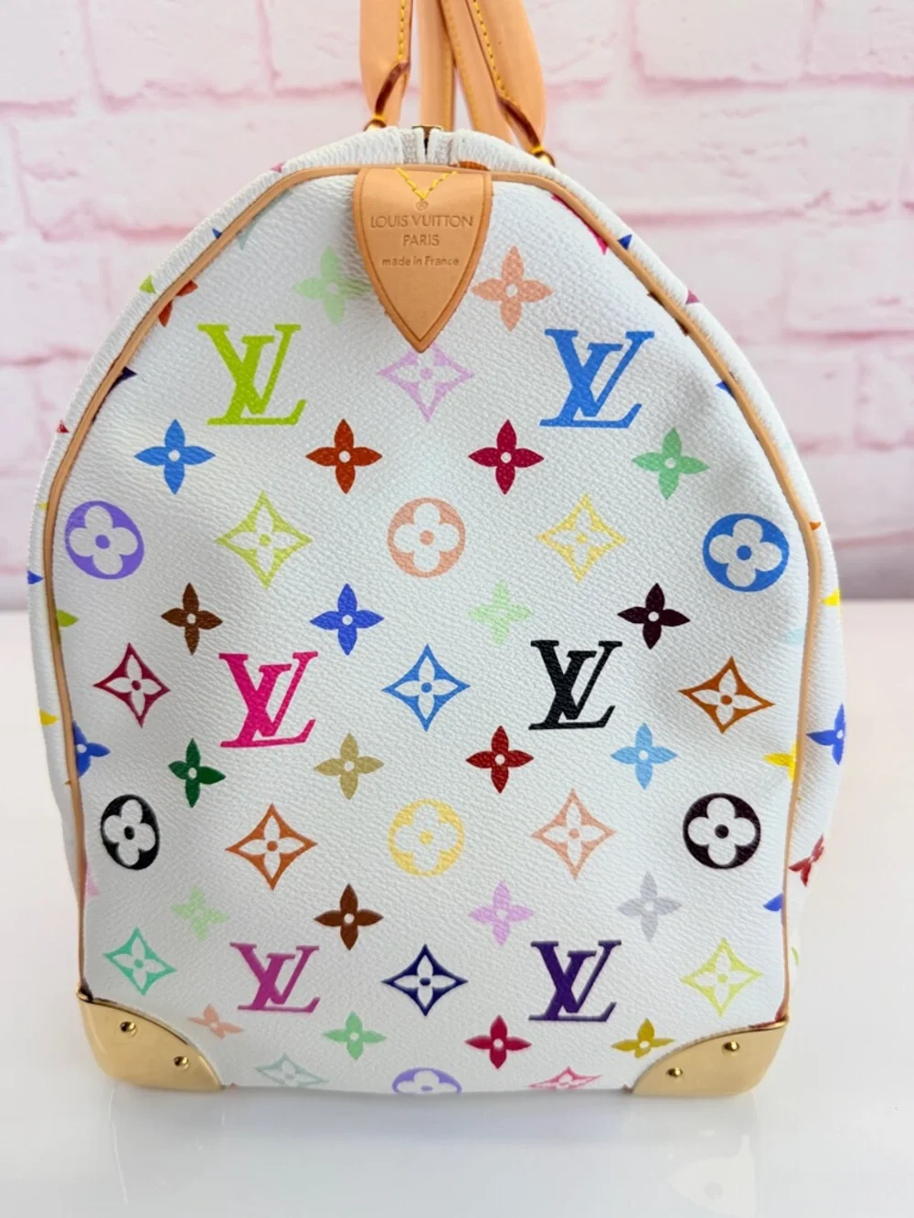 Louis Vuitton Multicolor Murakami Monogram White Canvas Keepall 2003 45 - Picture 9 of 16